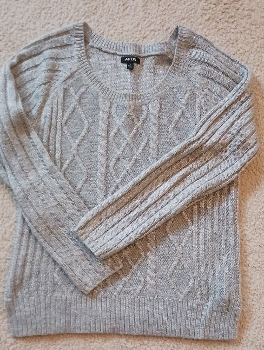 Apt. 9 Heather Gray Cable-Knit Crewneck Sweater